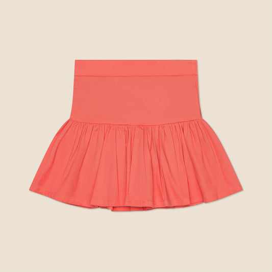 Millie and the Stretch Twill Skirt in Coral